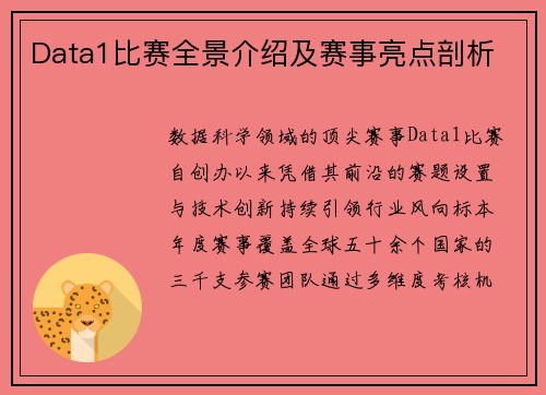 Data1比赛全景介绍及赛事亮点剖析
